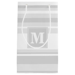 Monogram lichtgrijze strepen klein cadeauzakje
