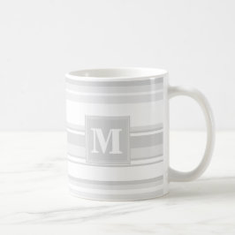 Monogram lichtgrijze strepen koffiemok