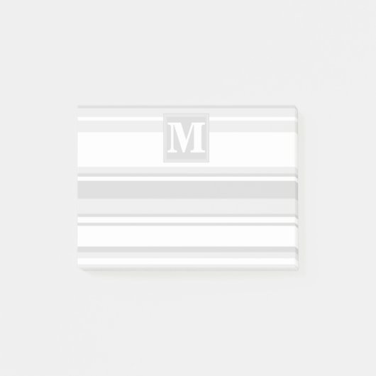 Monogram lichtgrijze strepen post-it® notes (Voorkant)