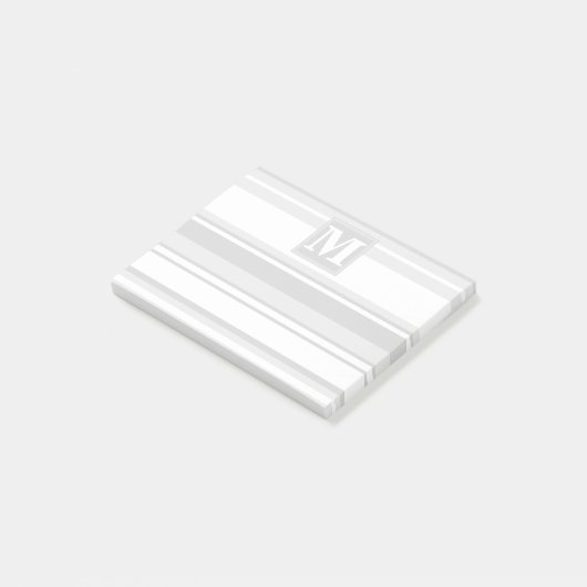 Monogram lichtgrijze strepen post-it® notes (Schuin)