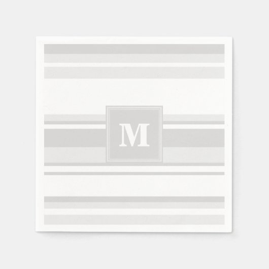 Monogram lichtgrijze strepen servet (Voorkant)