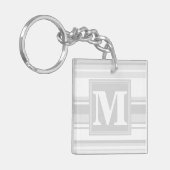 Monogram lichtgrijze strepen sleutelhanger (Voorkant Links)