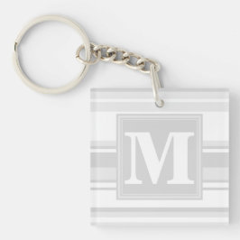 Monogram lichtgrijze strepen sleutelhanger