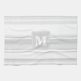 Monogram lichtgrijze strepen theedoek