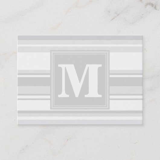 Monogram lichtgrijze strepen visitekaartje (Voorkant)