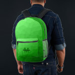 Monogram lichtgroen geometrisch maaspatroon bedrukte rugzak<br><div class="desc">Lichtgroene geometrische mesh patroon Monogram gedrukte rugzak. Cool mode accessoire tas voor iedereen. Lichtgroen Driehoek geometrisch netwerk met licht aan donker ombre verloopontwerp. Creëer Een unieke en gepersonaliseerde rugzak met een custom touch! Modern monogram met je initiaal en jouw naam voor die extra persoonlijke flair.</div>