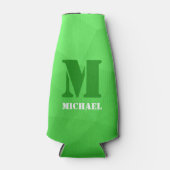 Monogram lichtgroen geometrisch maaspatroon flesjeskoeler (Voorkant)