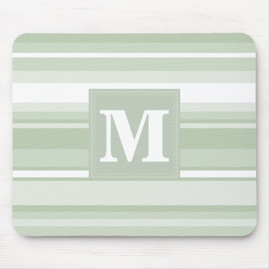 Monogram lichtgroene strepen muismat (Voorkant)