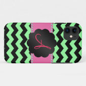 Monogram lichtgroene zwarte kerven Case-Mate iPhone case (Achterkant (horizontaal))