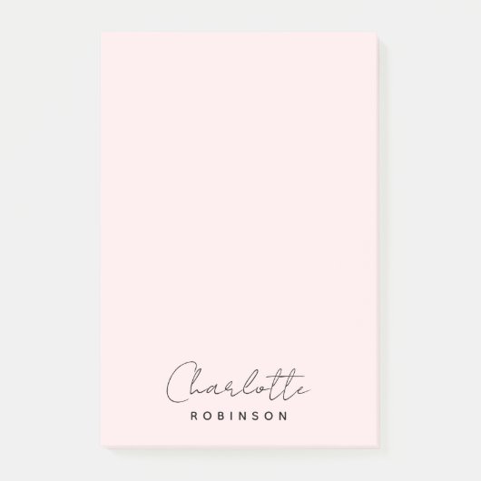 Monogram Lichtroze Modern Minimalist Post-it® Notes (Voorkant)