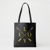 Monogram liefde met gouden letter tote bag (Voorkant)