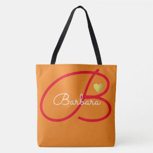 Monogram liefde oranje kleur tote bag