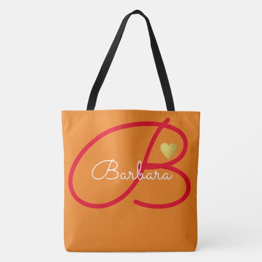 Monogram liefde oranje kleur tote bag (Voorkant)