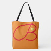 Monogram liefde oranje kleur tote bag (Achterkant)