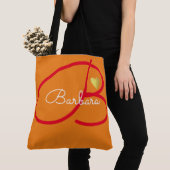 Monogram liefde oranje kleur tote bag (Dichtbij)