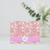 Monogram - Liefde, Romance, Harten - Rood Roze Wit Briefkaart (Staand voorkant)