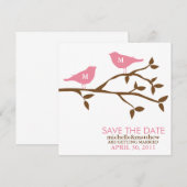 Monogram Liefde Vogels Trouwen Save the Date Kaart (Voorkant / Achterkant)