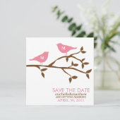 Monogram Liefde Vogels Trouwen Save the Date Kaart (Staand voorkant)