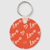 Monogram Liefdesbrief Lettering & Harten Tekening Sleutelhanger (Voorkant)