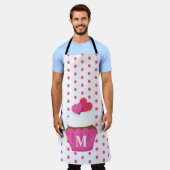 Monogram Liefdeshartjes Cupcake Stippen Valentijn Schort (Gedragen)