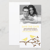 Monogram Liefdesvogels Save the Date Fotokaarten (Voorkant / Achterkant)