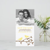 Monogram Liefdesvogels Save the Date Fotokaarten (Staand voorkant)