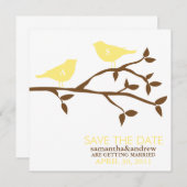 Monogram Liefdesvogels Trouwen Bewaar de Datum Save The Date (Voorkant / Achterkant)
