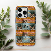 Monogram Lieve Katten Gebreide Meisjesachtige Gepe