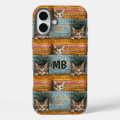 Monogram Lieve Katten Gebreide Meisjesachtige Gepe Case-Mate iPhone Case (Achterkant)
