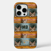 Monogram Lieve Katten Gebreide Meisjesachtige Gepe Case-Mate iPhone Case (Achterkant)