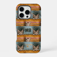 Monogram Lieve Katten Gebreide Meisjesachtige Gepe