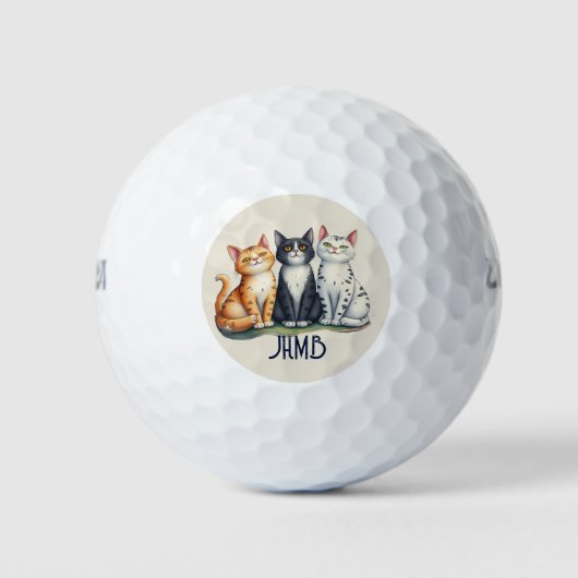 Monogram Lieve Katten Poesjes Dier Golfballen (Voorkant)
