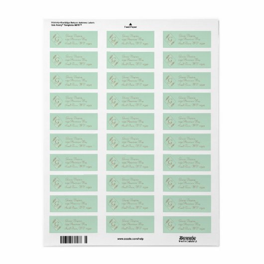Monogram Light Blue Return Label (Full Sheet)
