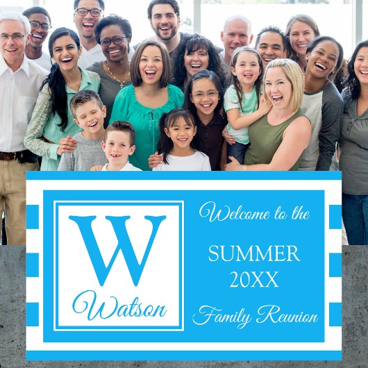 Monogram Light Blue Stripes Summer Family Reunion Spandoek