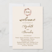 Monogram Light Peach Wedding Program Kaart (Voorkant)