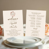 Monogram Light Peach Wedding Program Kaart