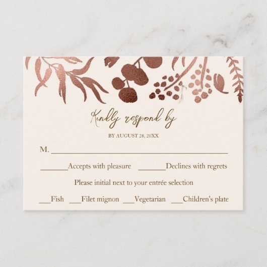 Monogram Light Peach Wedding RSVP Enclosure Kaart (Voorkant)