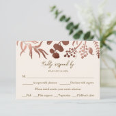 Monogram Light Peach Wedding RSVP Enclosure Kaart (Staand voorkant)