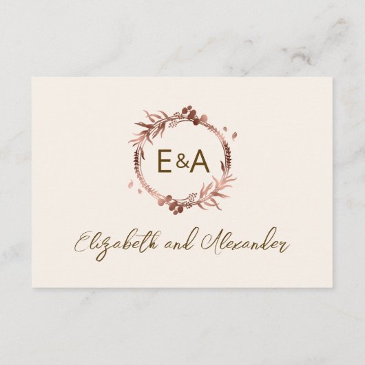 Monogram Light Peach Wedding RSVP Enclosure Kaart (Achterkant)