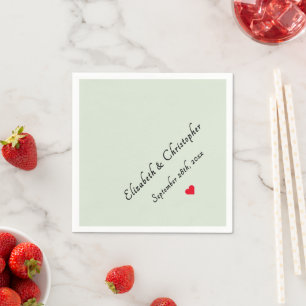 Monogram Light Sage Green Wedding Party Cocktail Servet