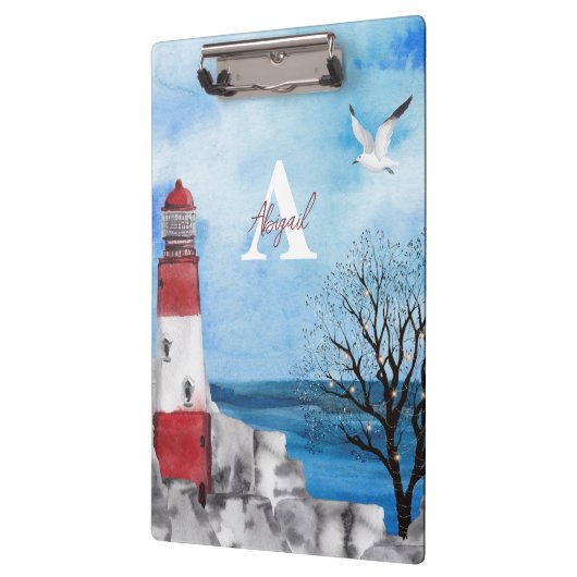 Monogram Lighthouse Waterverf Scene Klembord (Links)