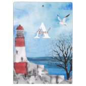 Monogram Lighthouse Waterverf Scene Klembord (Achterkant)