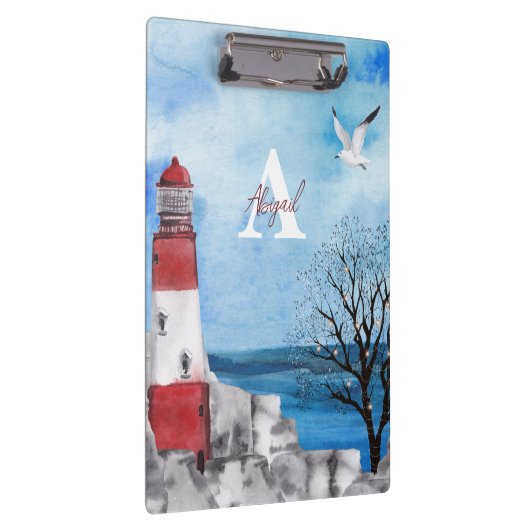 Monogram Lighthouse Waterverf Scene Klembord (Rechts)