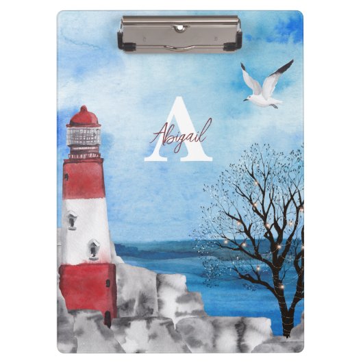 Monogram Lighthouse Waterverf Scene Klembord (Voorkant)