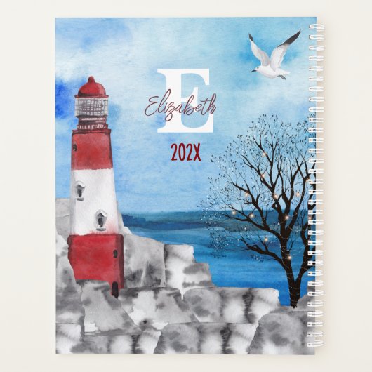 Monogram Lighthouse Waterverf Scene niet-gedateerd Planner (Achterkant)