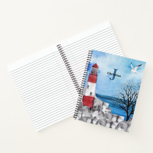 Monogram Lighthouse Waterverf Scene Notitieboek (Binnen)