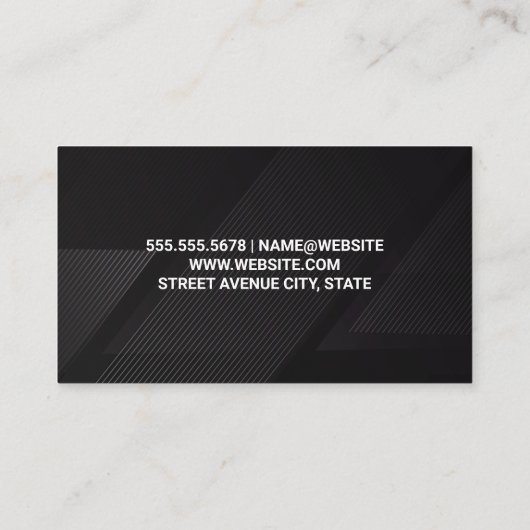 Monogram | lijnenpatroon | Black Visitekaartje (Achterkant)