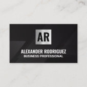 Monogram | lijnenpatroon | Black Visitekaartje (Voorkant)