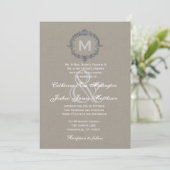 Monogram Lijst met pint en grijs bindpapier Kaart (Staand voorkant)