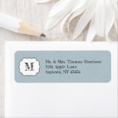 Monogram Lijst op Bleek Blauw en Polka Dot Etiket (Insitu)